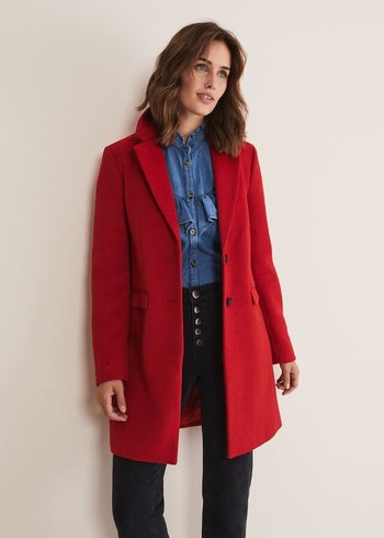 Phase Eight Lydia Red Wool Smart Coats Red USA | 2136809-WN